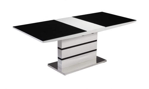 Aldridge High Gloss Dining Table White with Black Glass Top