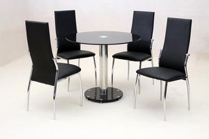 Alonza Black Dining Set 4 Chairs