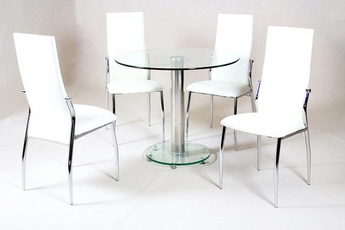 Alonza Dining Set Clear 4 Chairs