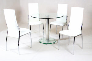 Alonza Dining Set Clear 4 Chairs