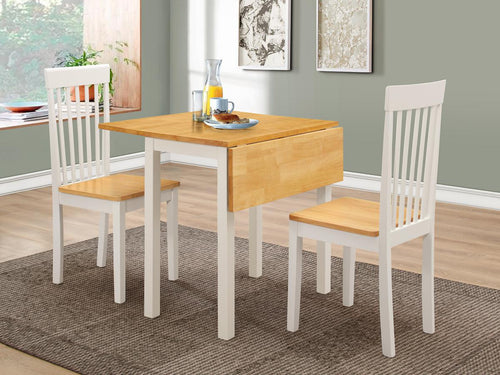 Atlas (Amber) White Dropleaf Dining Set with 2 Chairs