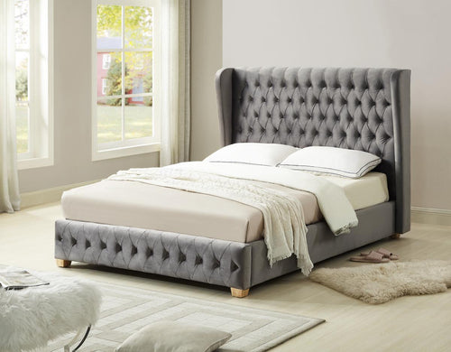 Anderton Velvet Double Bed Silver