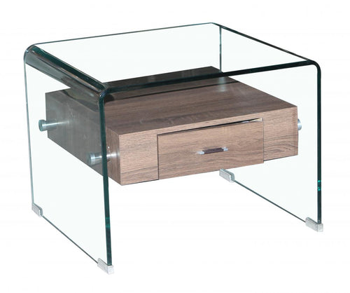 Angola Clear Lamp Table with Drawer