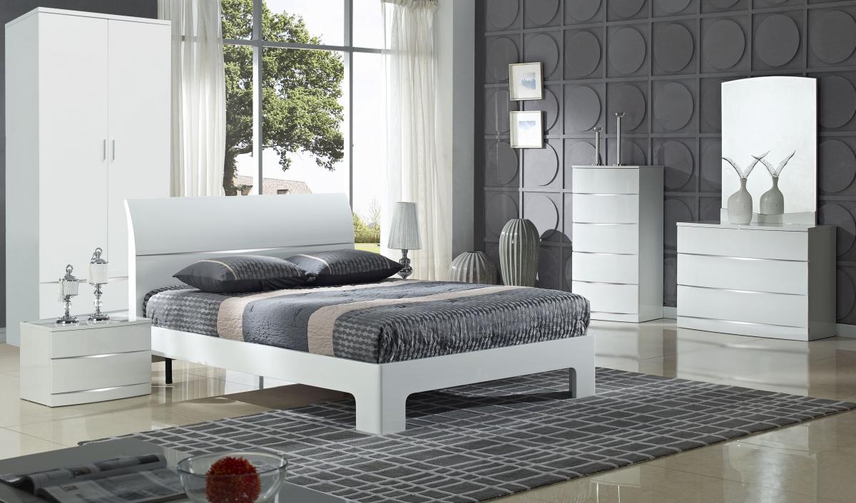 Arden White High Gloss Bed Double