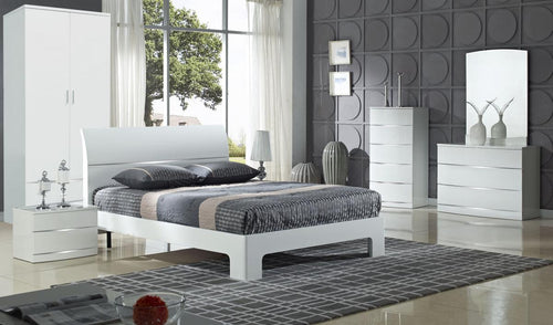 Arden White High Gloss Bed King Size