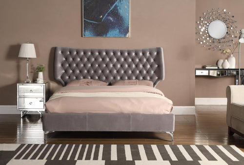 Ashbourne Velvet Double Bed Grey