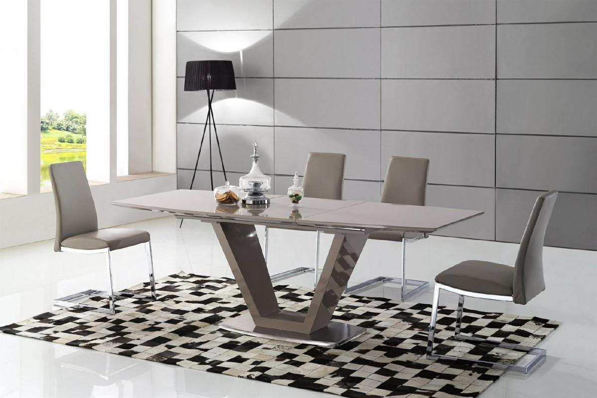 Azore Extending Dining Table High Gloss Cappuccino 6 Chairs