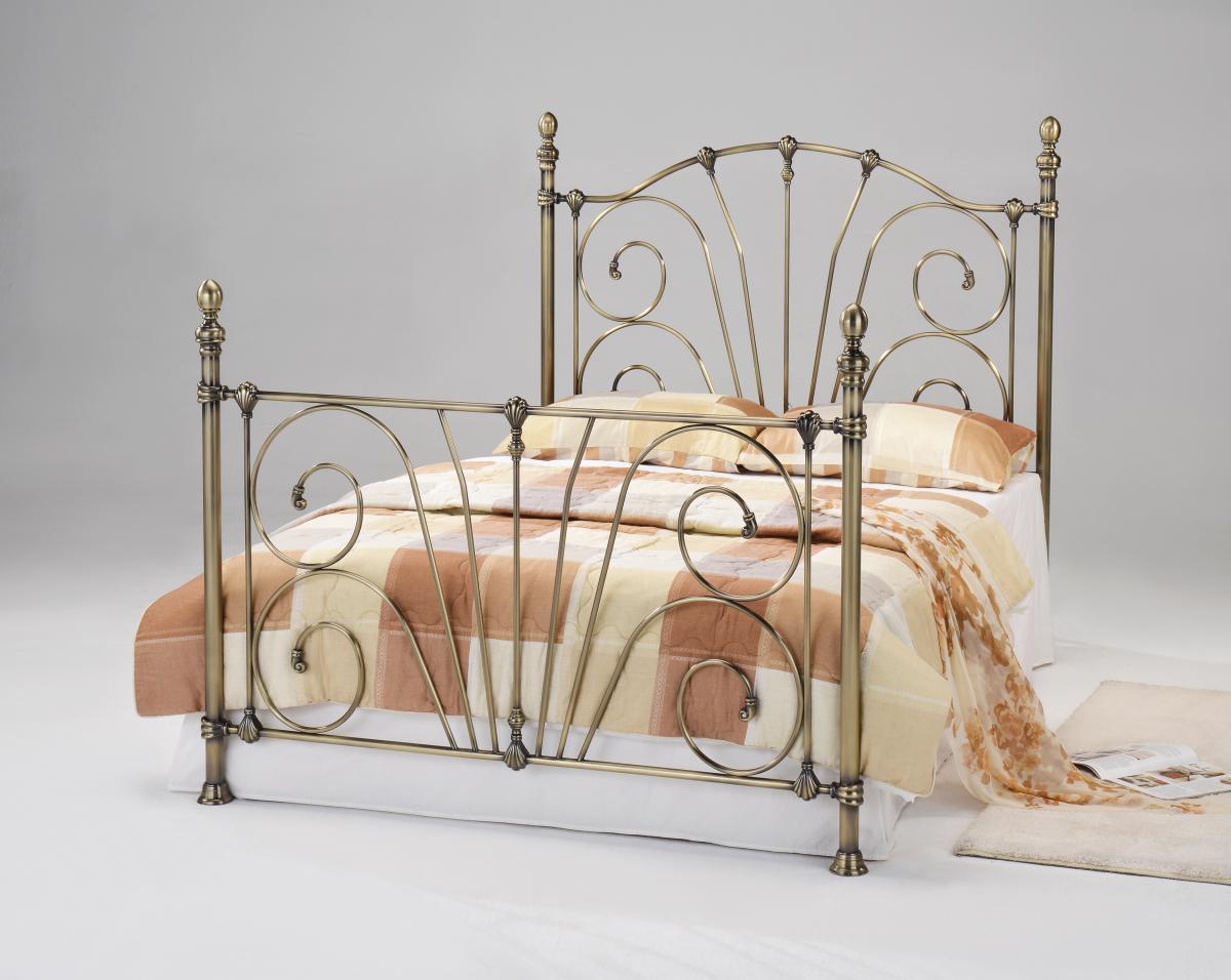 Beatrice Antique Brass Double Bed
