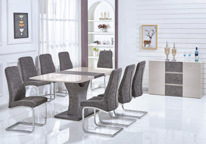 Belarus High Gloss Ext Dining Table Cream & Stone