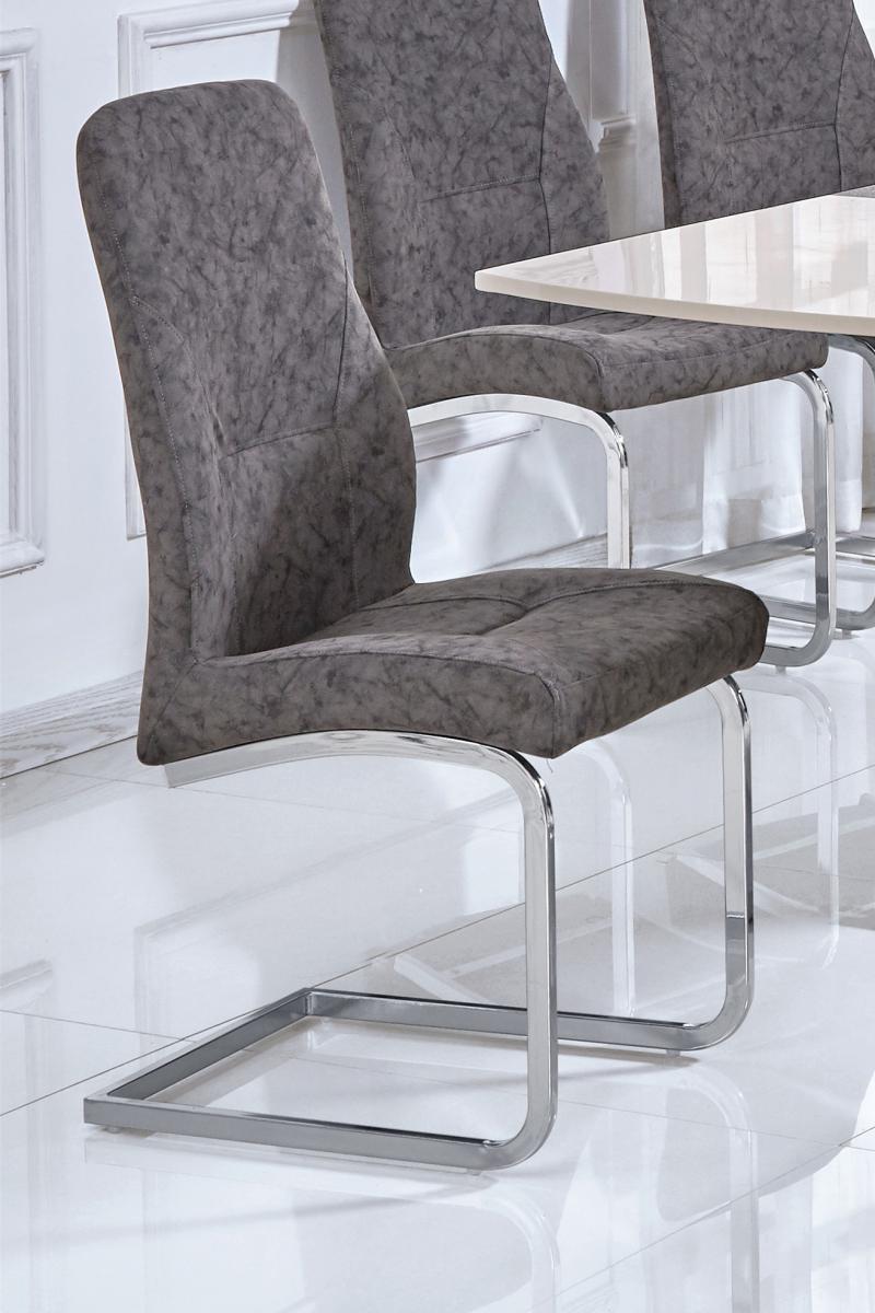 Belarus Patterned PU Chairs Chrome & Grey (2s)