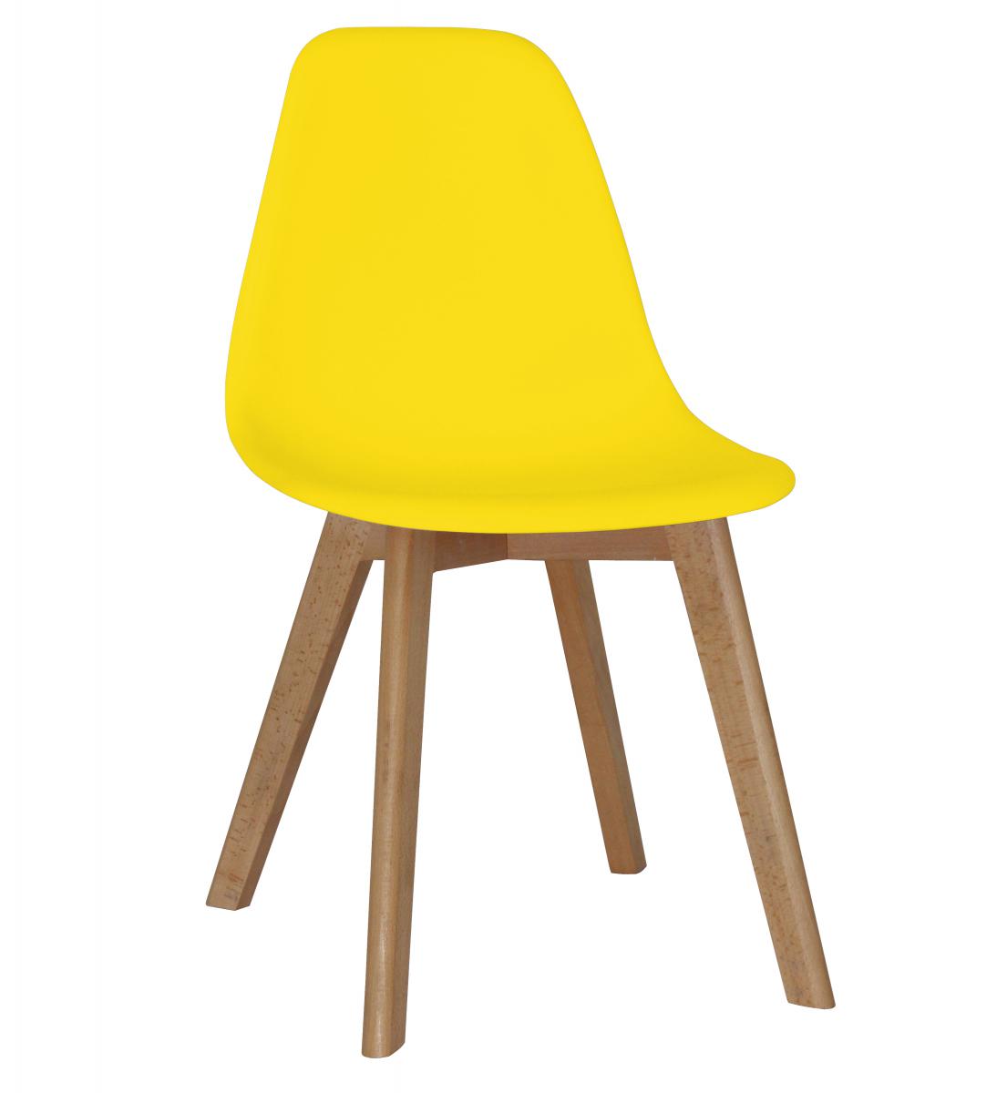 Belgium Plastic (PP) Chairs with Solid Beech Legs Yellow
