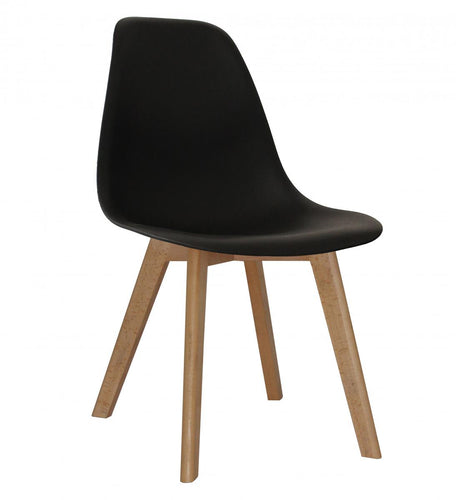 Belgium Plastic (PP) Chairs with Solid Beech Legs Black