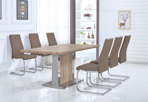 Belize Dining Table Natural & Stainless Steel