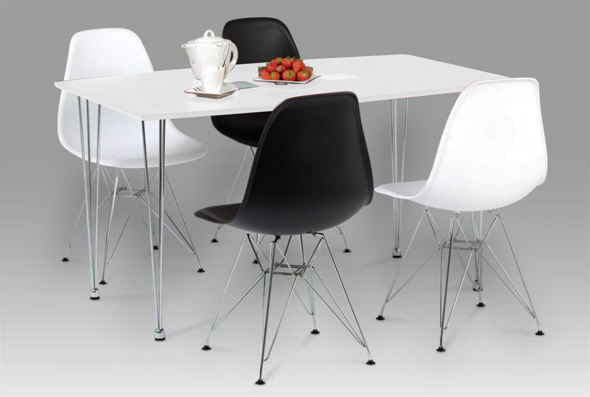 Bianca Dining Table White High Gloss with Steel Chrome Legs