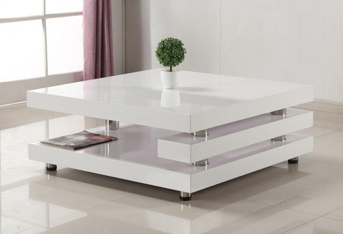 Borneo High Gloss Coffee Table White & Stainless Steel