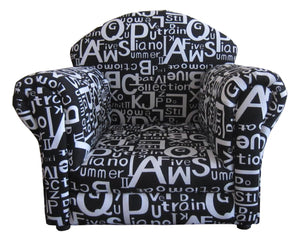 Brady Kids Sofa Fabric Black with White Letters