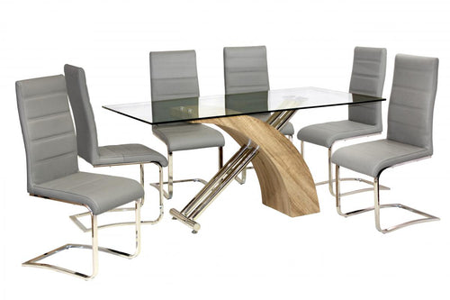 Chiswell Dining Table Chrome & Natural