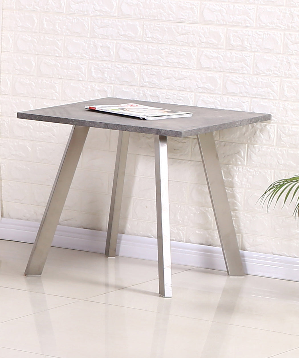 Calipso Lamp Table Concrete with Brushed Stainless Steel Legs