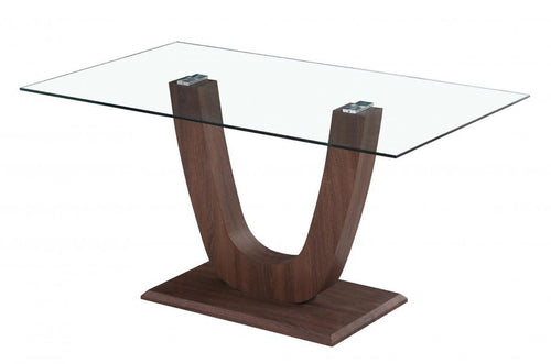 Capri Dining Table Clear Glass Walnut
