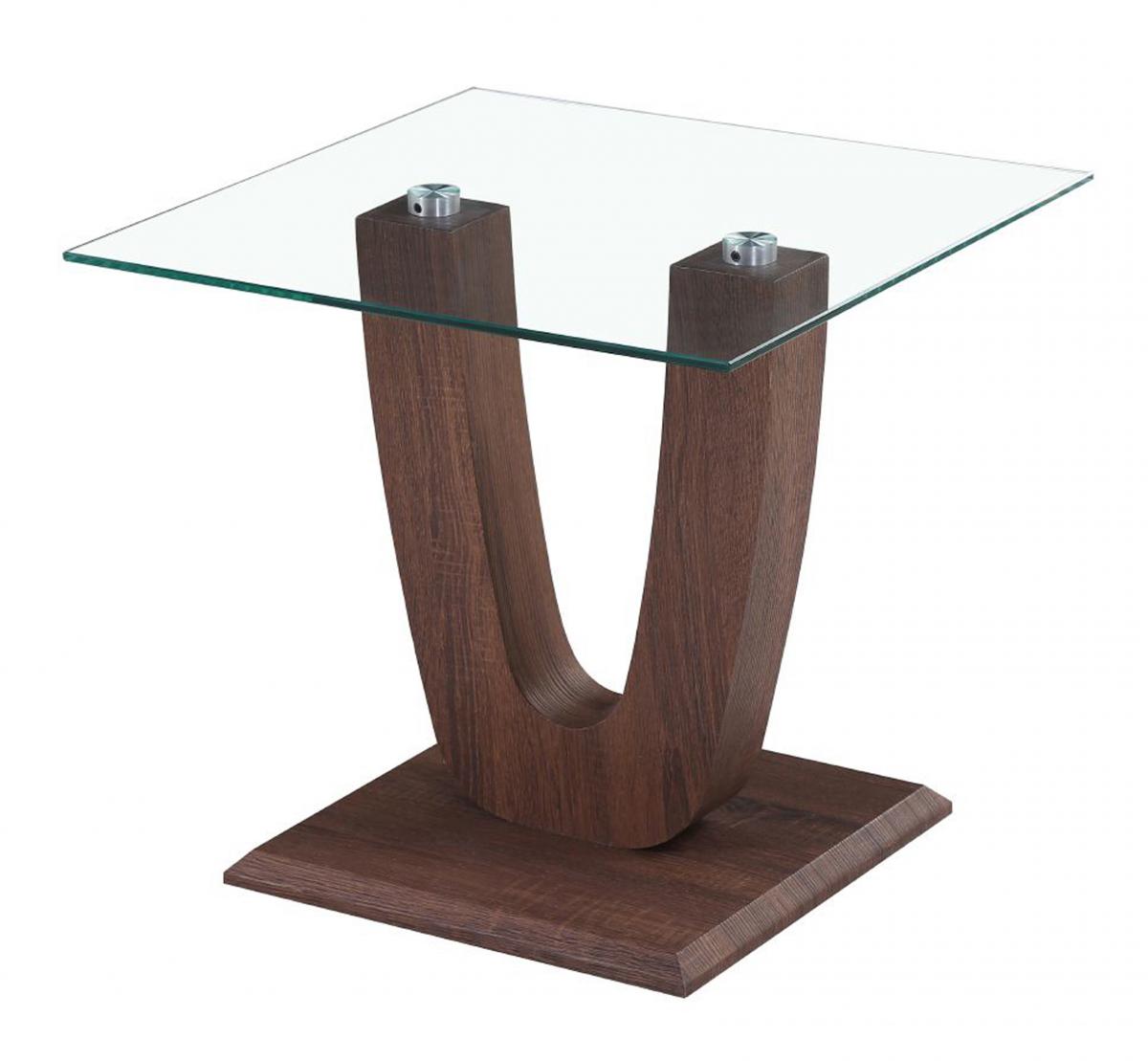 Capri Lamp Table Clear Glass Walnut