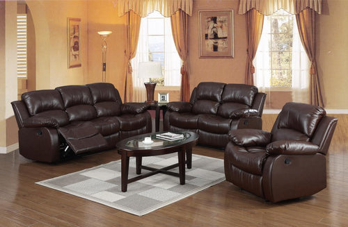 Carlino Recliner Full Bonded Leather 3 Seater Brown