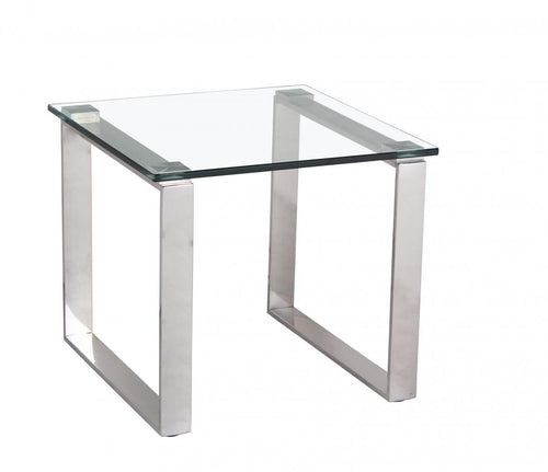 Carter Glass Lamp Table with Stainless Steel Legs