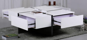 Colette Coffee Table with 4 Drawers White & Black