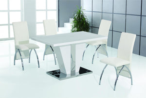 Costilla Dining Set White with Stainless Steel 4 Chairs