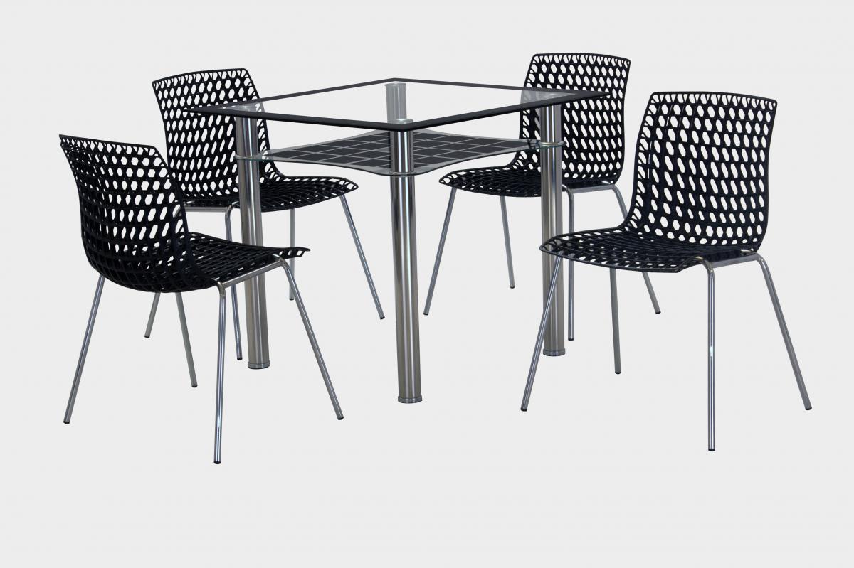 Delford Black Dining Set 4 Chairs