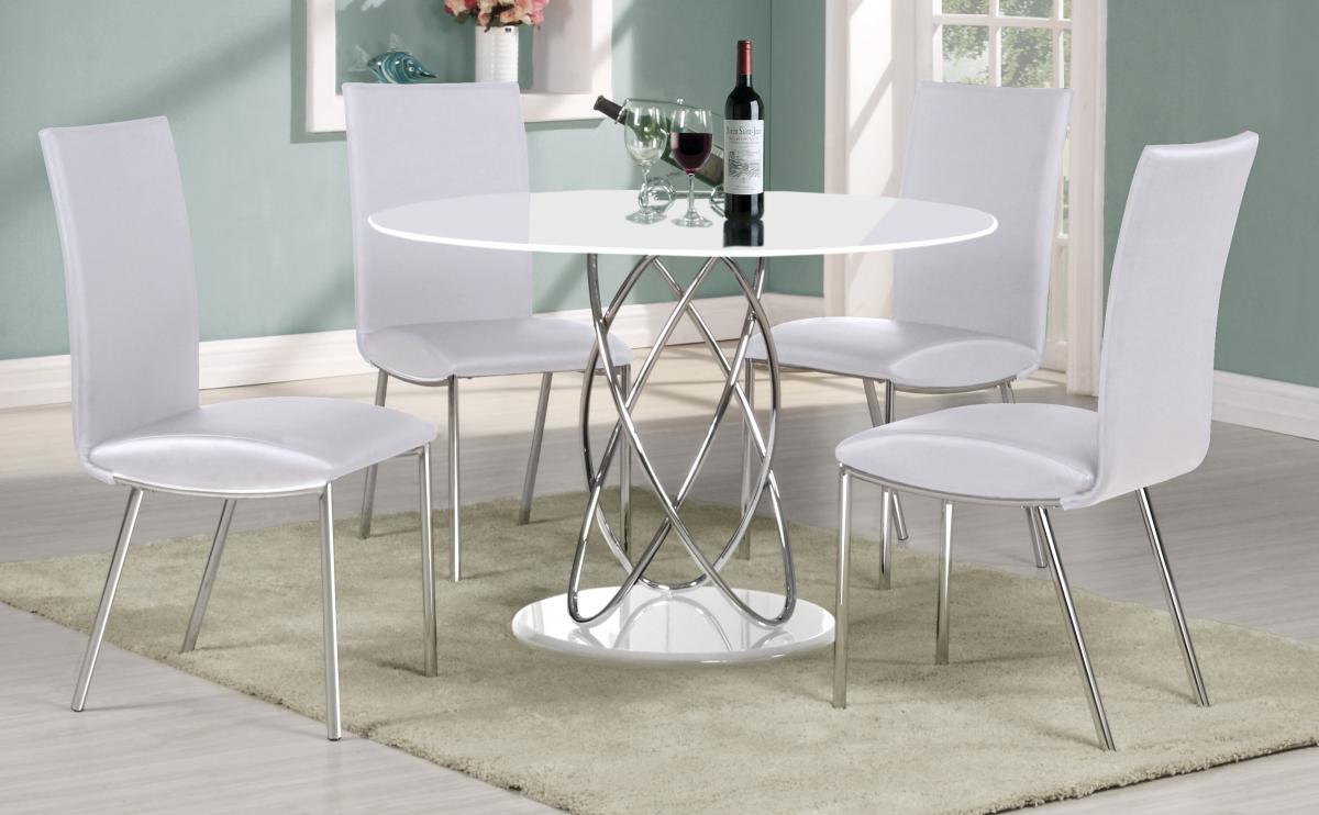 Eclipse White High Gloss Dining Set with 4 PU Chairs White