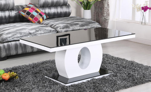 Edenhall Black Glass Coffee Table Black & White High Gloss