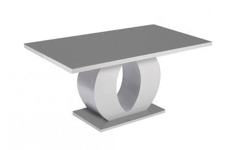 Edenhall Black Glass Dining Table Grey & White HG