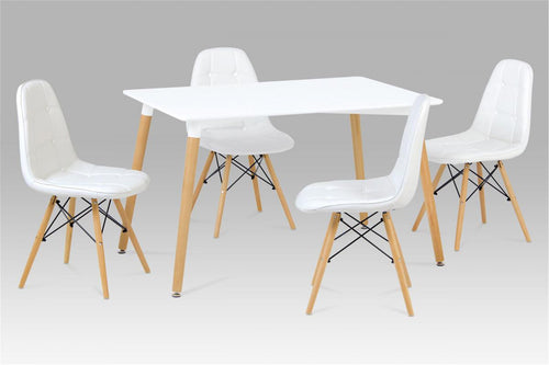 Emery Dining Table White Matt Gloss with Beech Legs