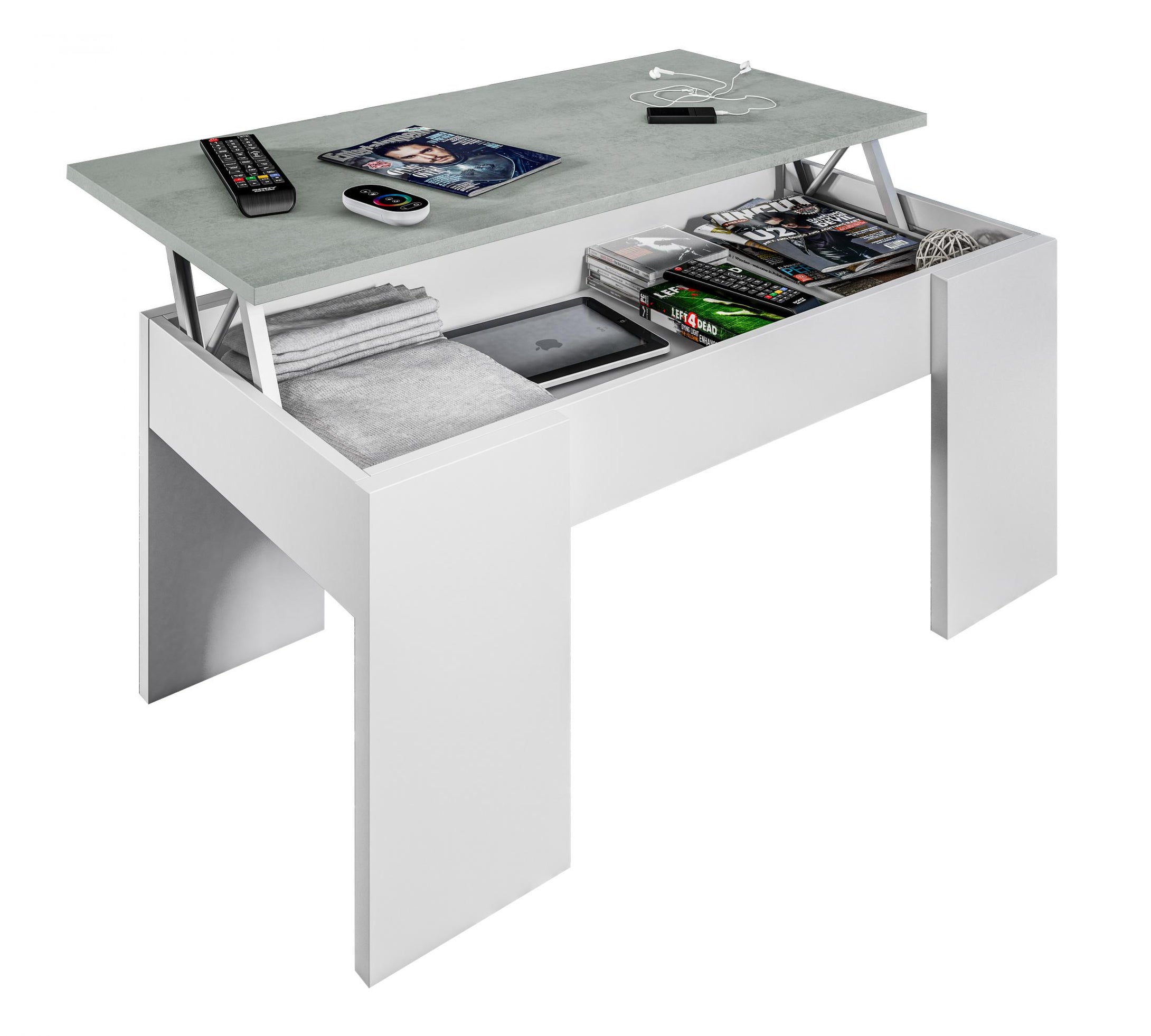 Epping Coffee Table Lift-Up White & Concrete 0L1640A