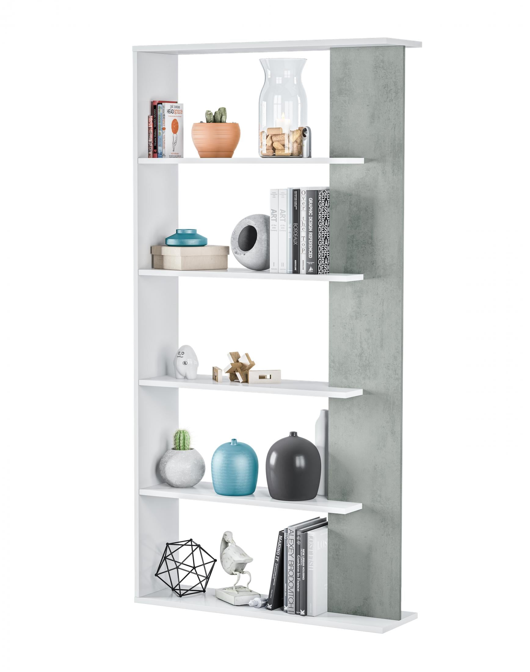 Epping Bookcase Table 5 Shelves White & Concrete 0L2252A