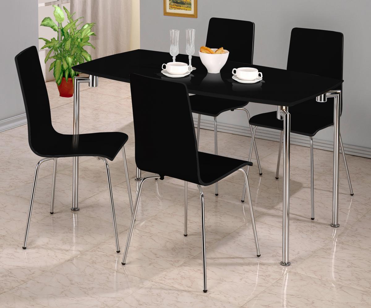 Fiji High Gloss Rectangle Dining Set with 4 Chairs Black