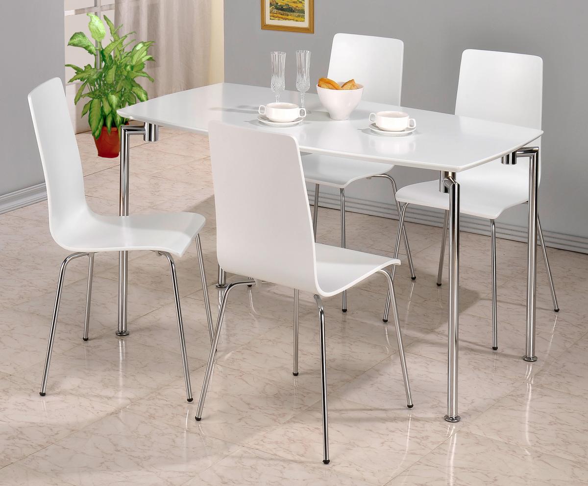 Fiji High Gloss Rectangle Dining Set with 4 Chairs White