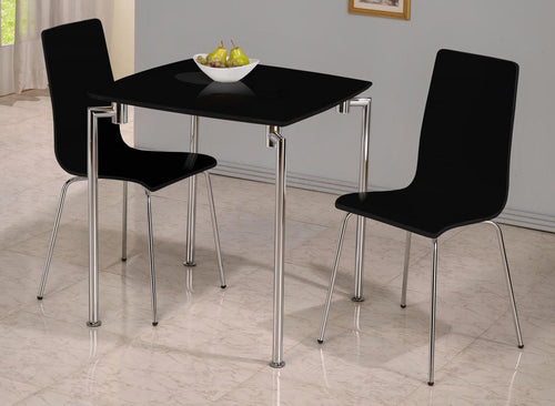 Fiji High Gloss Small Dining Set with 2 Chairs Black