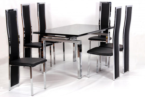 Highgrove Extending Dining Table Chrome & Black