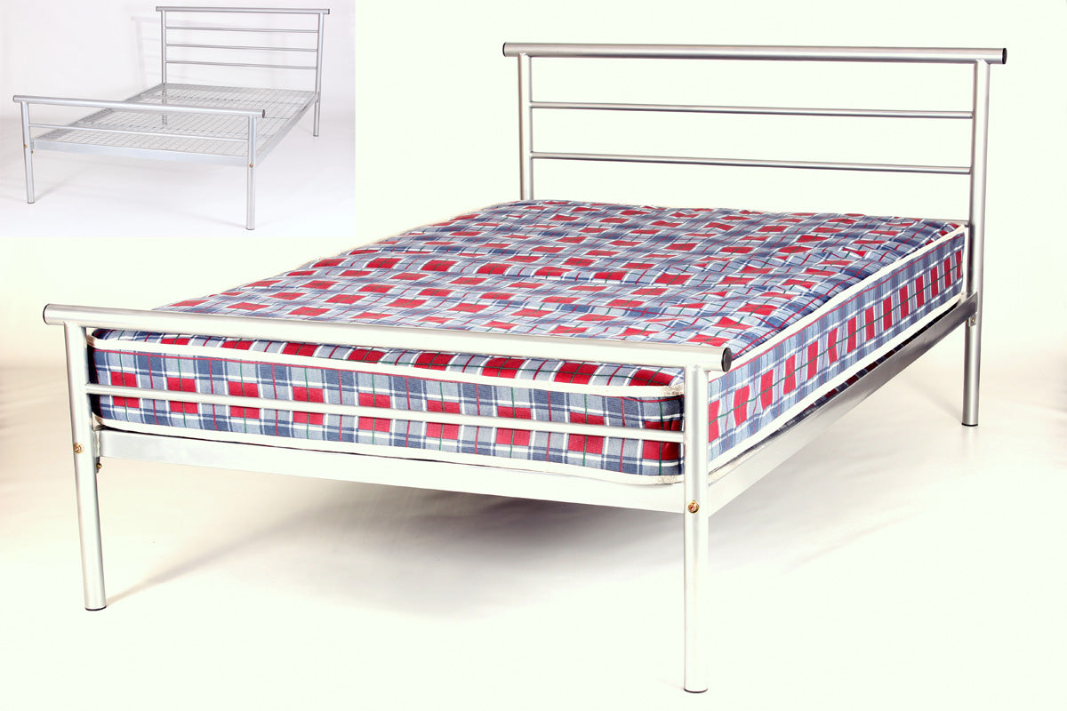 Hercules Contract Metal Bed 4 Foot Silver
