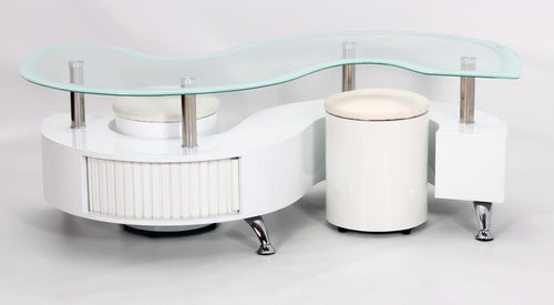 Krista White High Gloss Coffee Table with White Border