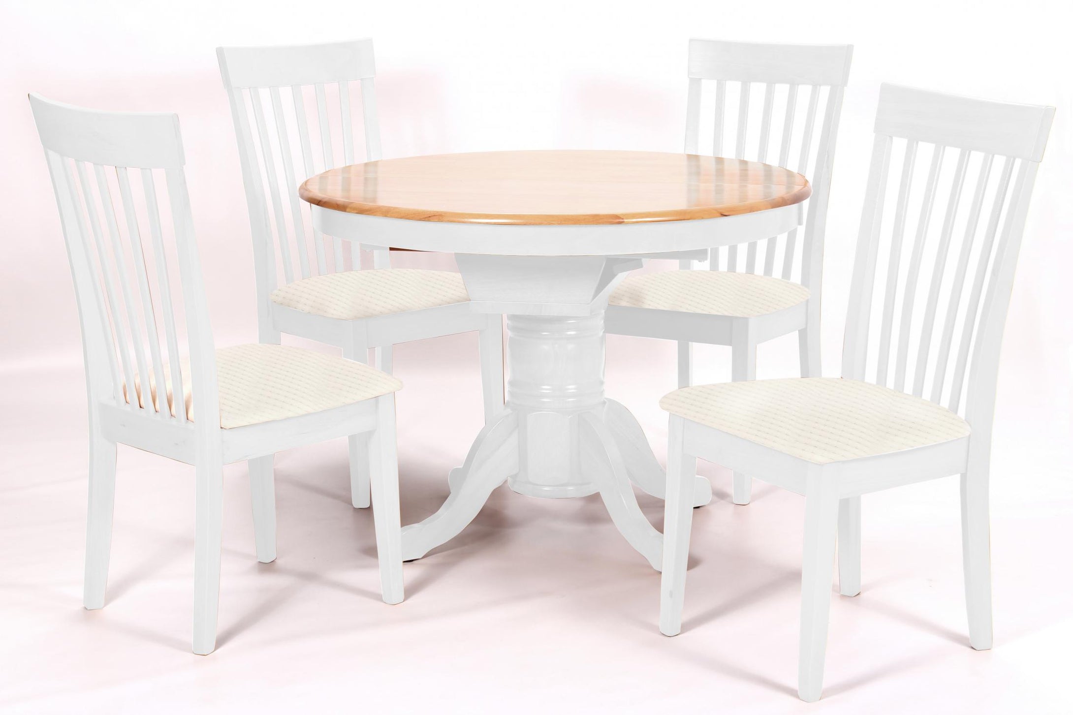 Leicester White Dining Set with 4 Chairs Light Oak & White