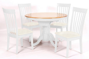 Leicester White Dining Set with 4 Chairs Light Oak & White