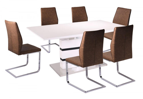Leona High Gloss Ext Dining Table White & Black