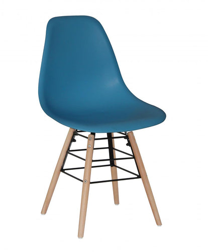 Lilly Plastic (PP) Chairs with Solid Beech Legs Dark Blue