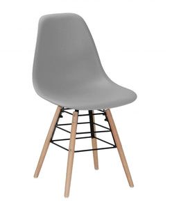 Lilly Plastic (PP) Chairs with Solid Beech Legs Light Grey