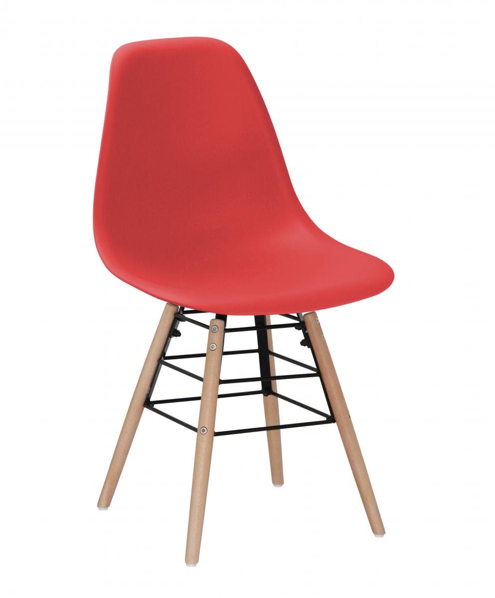 Lilly Plastic (PP) Chairs with Solid Beech Legs Red