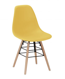 Lilly Plastic (PP) Chairs with Solid Beech Legs Yellow