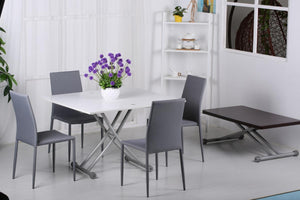 Lydia Adjustable Up Down Table White & Silver