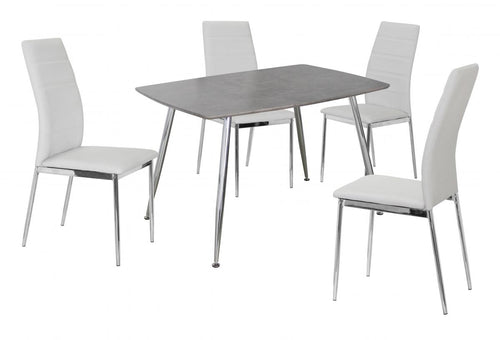 Lynx Dining Table Stone Effect & Chrome